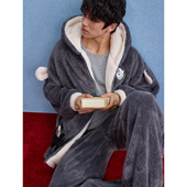 yso 休闲男家居服D 加厚保暖珊瑚绒套装 史努比系列 睡衣男秋冬季