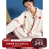 yso 松弛感加绒厚可外穿家居服D 新款 红品系列 半边绒睡衣女冬季