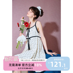 甜美睡裙时尚 yso 薄款 睡裙女印花吊带夏季 宽松长裙B 甜美居家