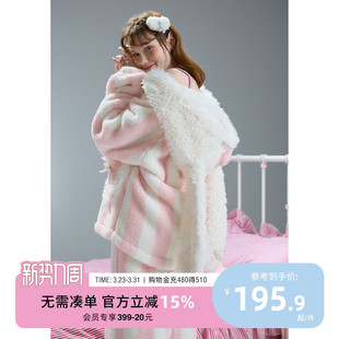 可爱兔子加绒加厚家居服D 睡衣女秋冬珊瑚绒套装 yso 礼物系列