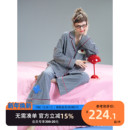 酷猫系列 休闲简约家居服套装 睡衣女春秋格纹衬衫 长裤 长袖 yso