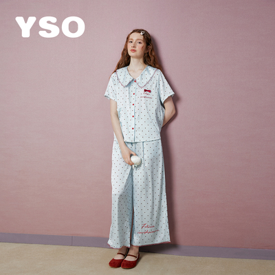 yso【礼物系列】睡衣女款2026新款夏波点冰丝甜美家居服套装B
