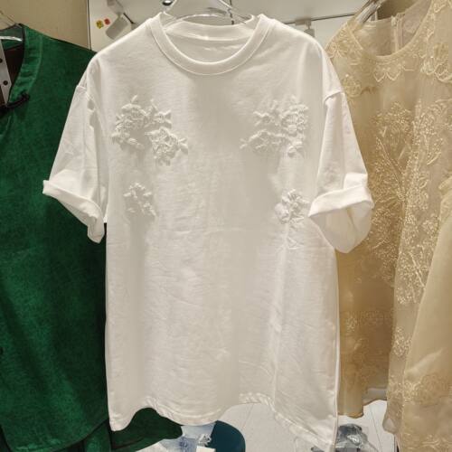 南油高品质2025夏季新款女圆领重工钉珠宽松设计款百搭over size