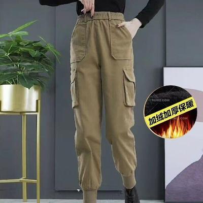 休闲哈伦高腰加绒秋季工装裤