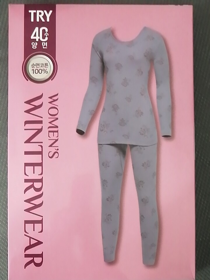 韩国品牌TRY特来内衣女士纯棉全棉印花圆领春秋冬线衣裤打底衫裤