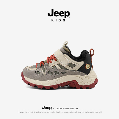 Jeep女童鞋子二棉棉鞋2025新款冬季加绒防寒男童鞋皮面儿童运动鞋