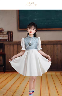 六一儿童合唱演出服中山装演奏礼服女童小学生国风演讲朗诵表演服