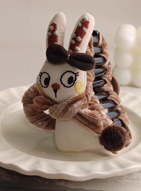 「吾庄」原创~超可爱的卡通兔子抓夹大纽扣鲨鱼夹甜美发饰