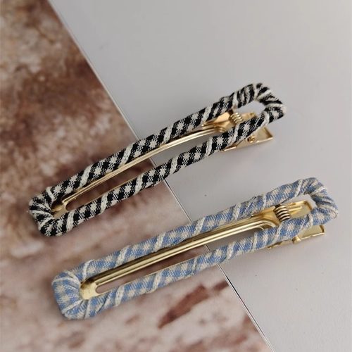 方形镂空绕线鸭嘴夹格子实用原创