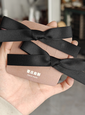 「吾庄」一对装 极简纯黑发夹甜美酒红蝴蝶结一字夹刘海侧边夹
