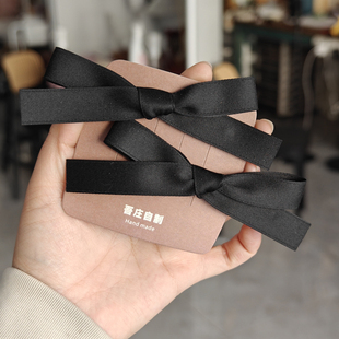 「吾庄」一对装 极简纯黑发夹甜美酒红蝴蝶结一字夹刘海侧边夹