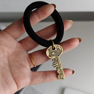 「吾庄」开启幸运 luck发圈扎发皮筋高弹力发绳 复古古铜钥匙good