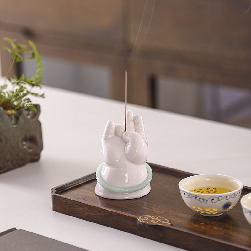 见凡佛手线香插香薰炉香炉桌面茶道禅意香座沉香檀香拈花指家居