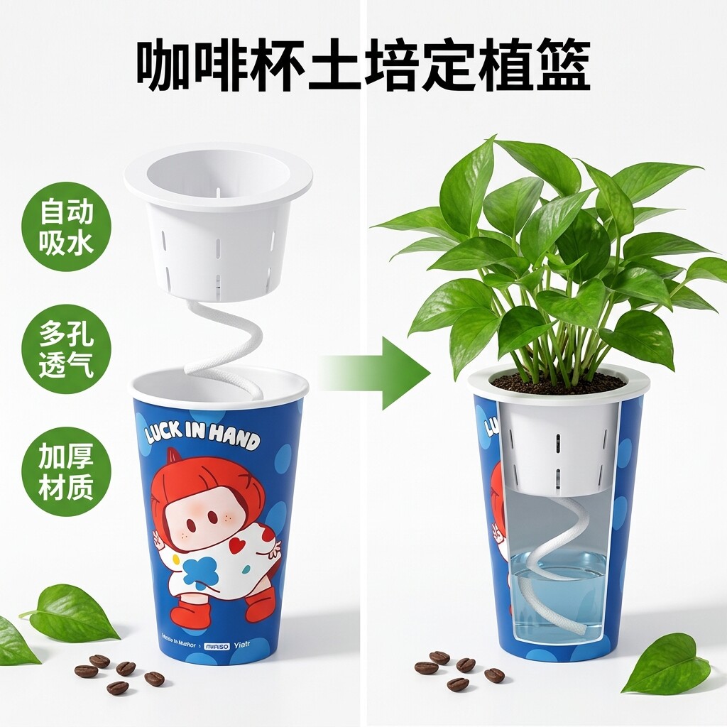 咖啡杯子水培多肉定植篮水养蔬菜红薯花卉奶茶饮料杯子固定篮植物