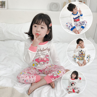 卡通外贸儿童保暖纯棉内衣套装男女童春秋睡衣宝宝秋衣秋裤家居服