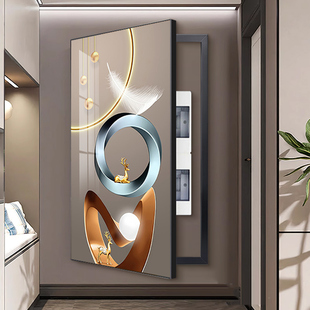 大幅消防栓电表箱推拉翻盖装饰画现在简约多媒体盒遮挡壁画大气画