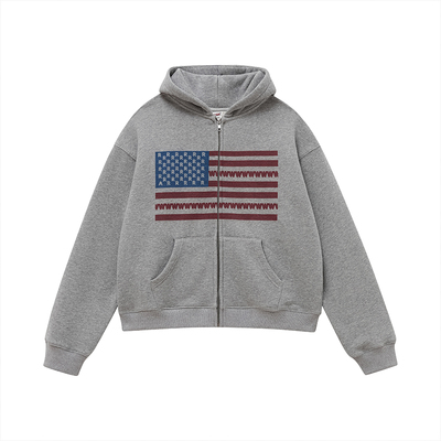 印花日常休闲拉链卫衣