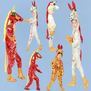 儿童小马演出服角色扮演动物造型白龙马小马过河话剧道具舞蹈服装