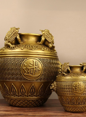 全铜四方纳财金蟾店铺收银台摆件