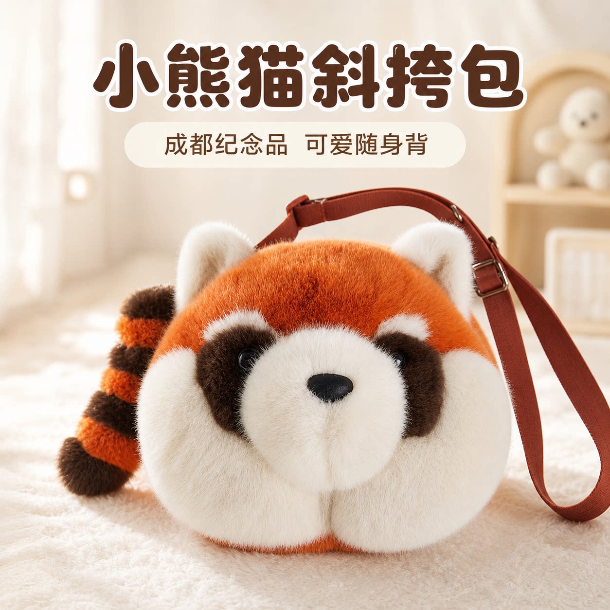 小熊猫斜挎包成都纪念品毛绒玩偶包可爱儿童单肩包女童礼物包包