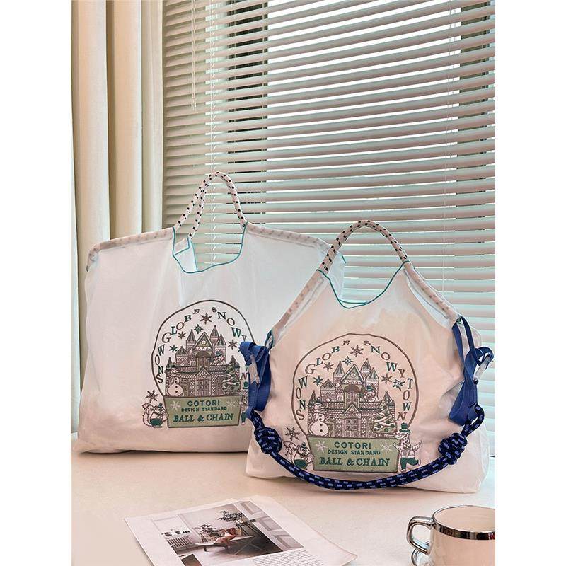 日系ball chain刺绣城堡环保购物袋斜挎帆布包女大容量单肩通勤包,箱包皮具/热销女包/男包,时尚帆布包,淘宝优惠券,粉丝福利购,淘宝优惠卷
