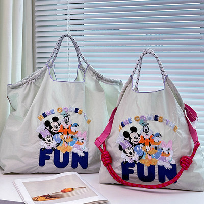 Disney迪士尼官方正品刺绣米老鼠和朋友们环保袋斜挎帆布购物包袋