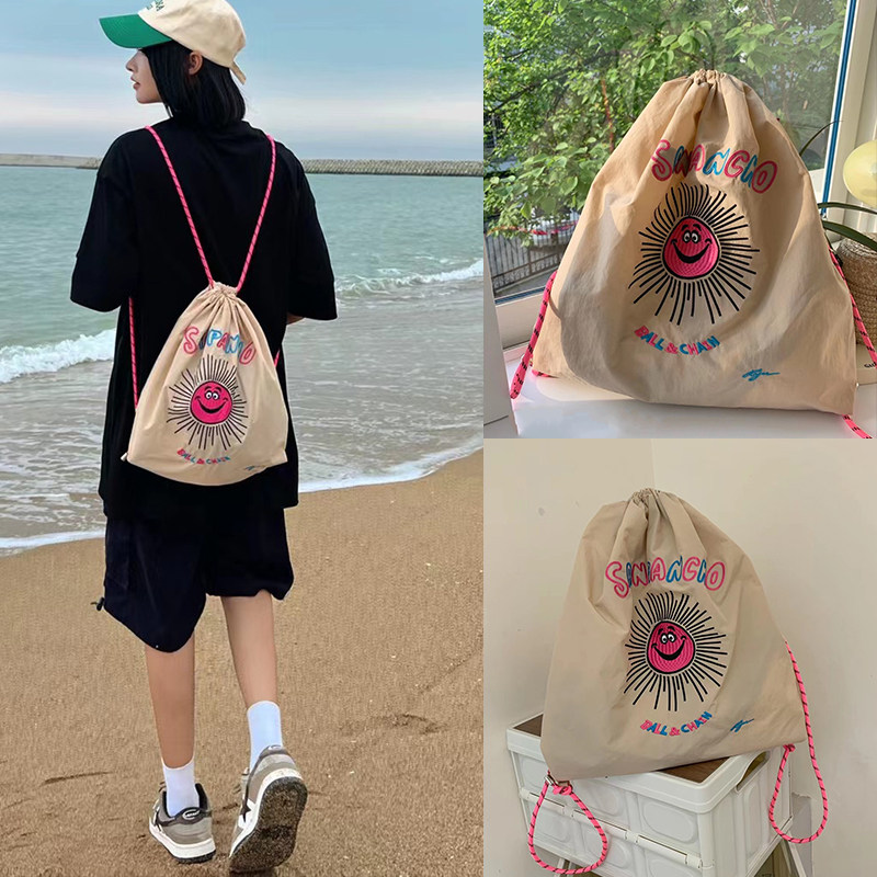 高圆圆同款ball chain日本小众刺绣双肩包女环保袋尼龙学生