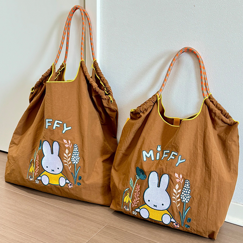 花草日系刺绣环保购物袋斜挎帆布包单肩通勤包ballchain