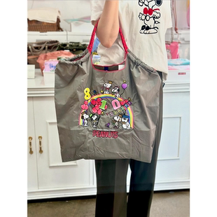 日系ball chain刺绣史努比生日环保袋帆布2024购物袋大容量通勤包
