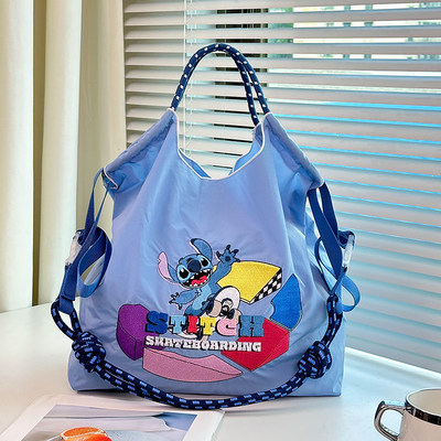 Disney迪士尼官方正品刺绣滑板史迪奇环保袋夏天帆布购物袋通勤包