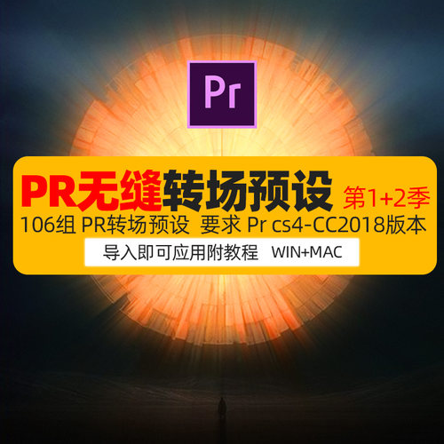 CS4-CC2018winmac插件中文版1+2季PR无缝转场预设炫酷特效转场