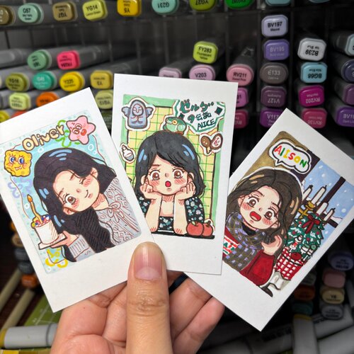 手绘小卡人物卡通画像q版形象