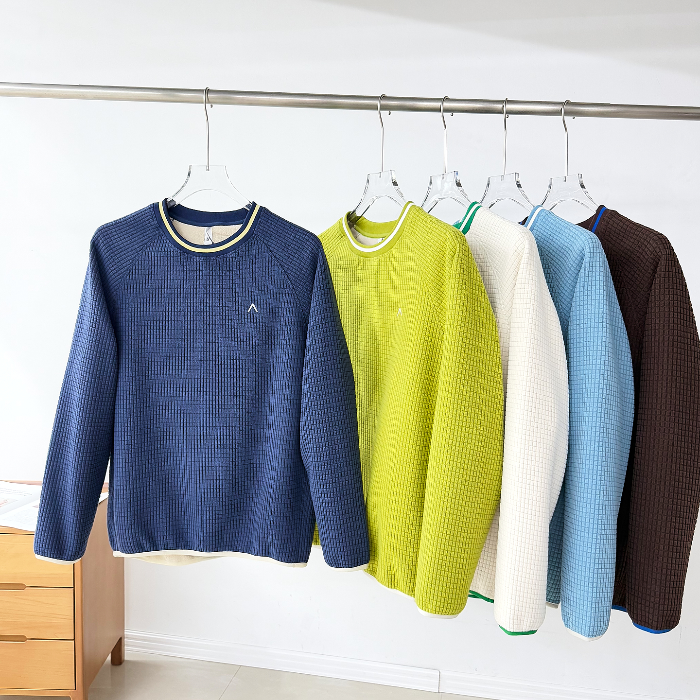 户外山系风！岛国单！男款秋冬PC格绒复合加绒肌理保暖圆领卫衣潮