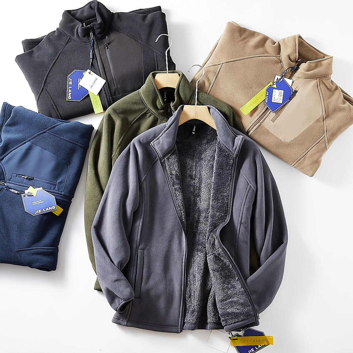 客供高密复合棉花绒！口碑线！ 外贸男装秋冬立领保暖摇粒绒外套