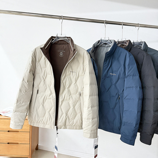 秋冬90绒加厚保暖立领羽绒服潮 男款 双面穿设计 双面穿压胶分仓