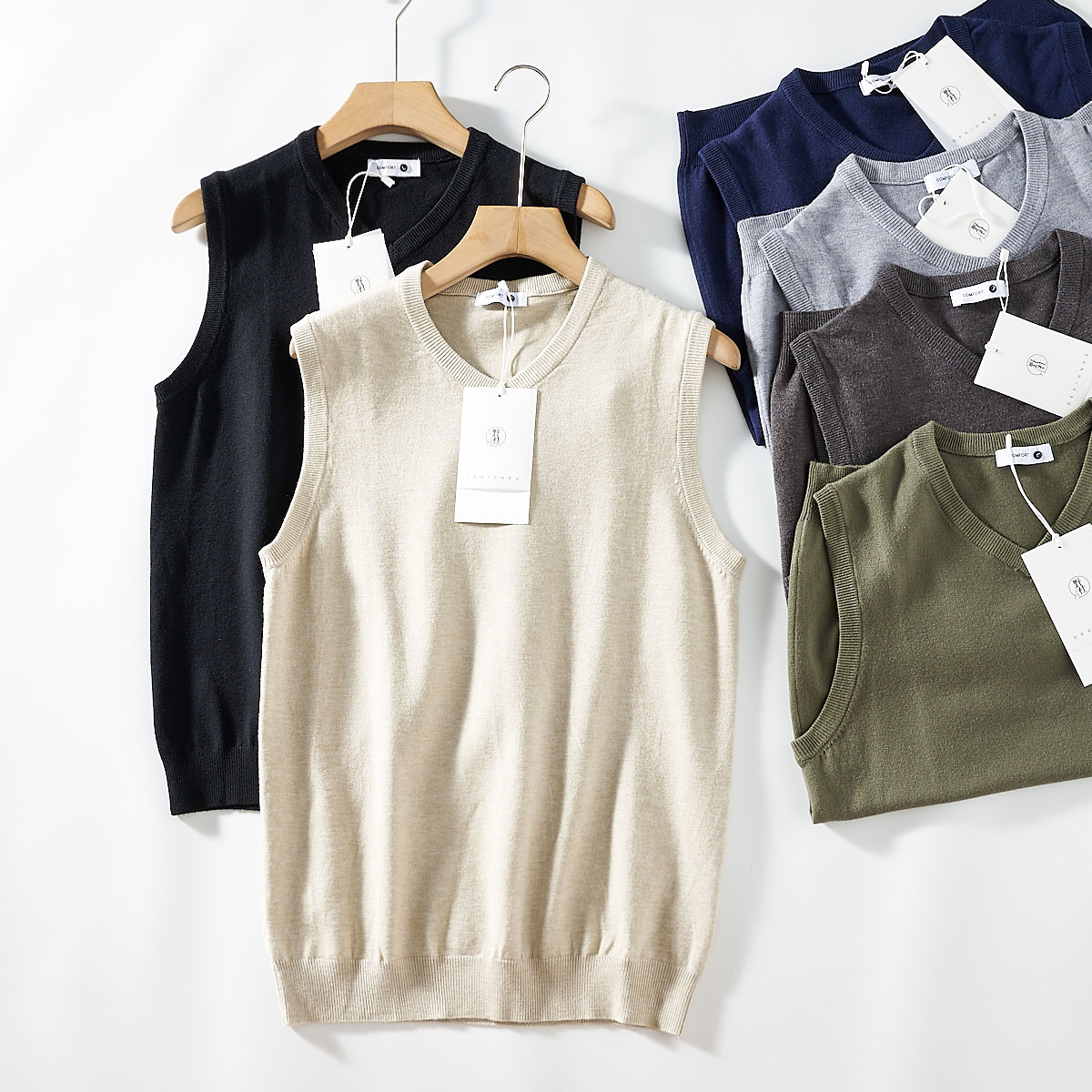 亲肤软糯舒适！商场同步款！秋冬男士外贸纯色V领针织马甲背心