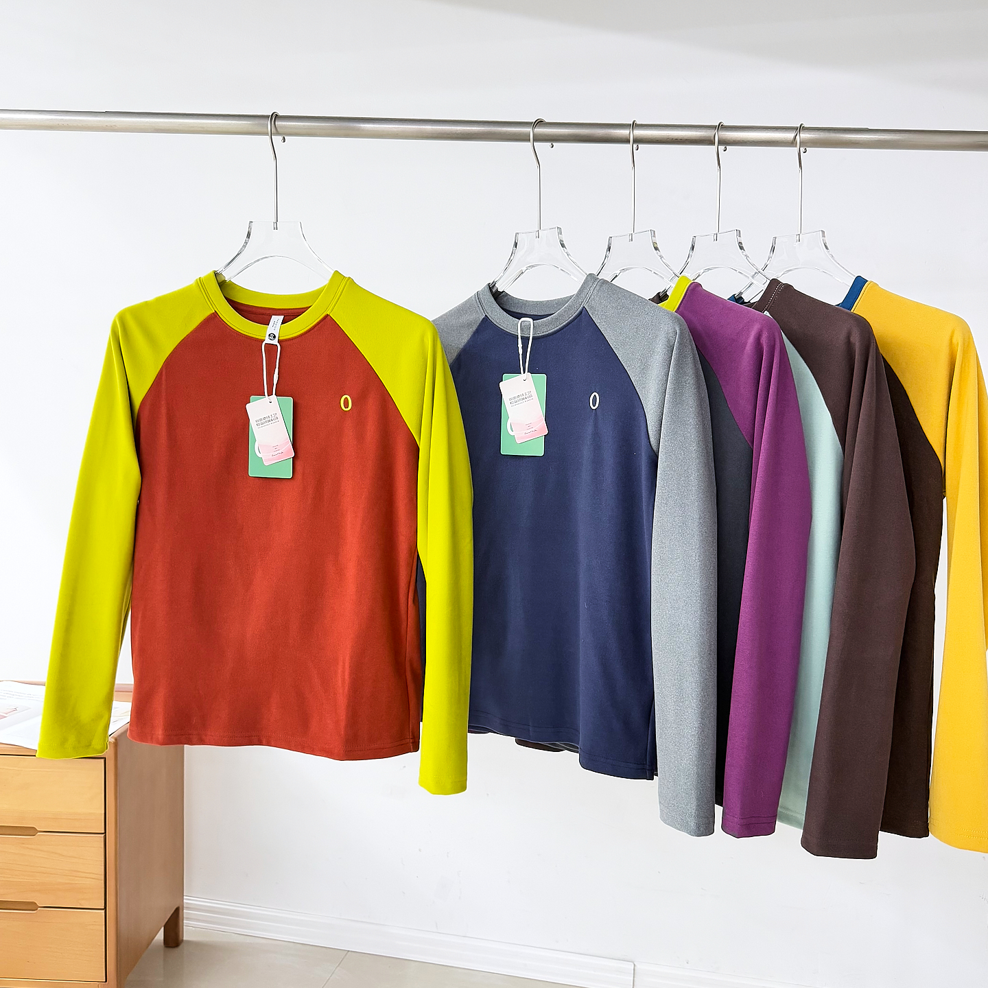 情侣款！老口碑了！ 秋冬外贸男装撞色保暖双面绒长袖T恤打底衫潮