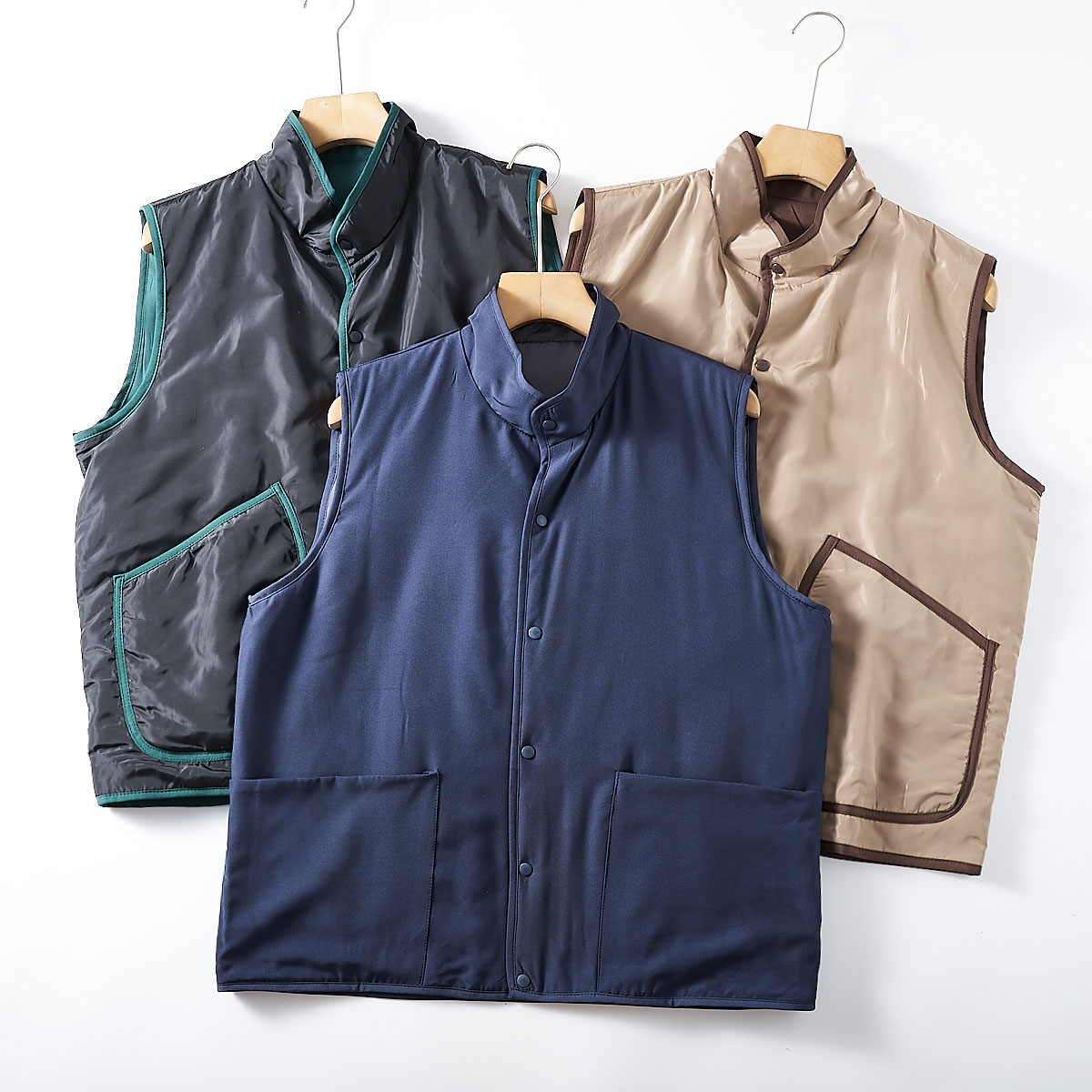 双面可穿！重磅牛货！外贸男装秋冬户外轻便撞色立领宽松休闲马甲