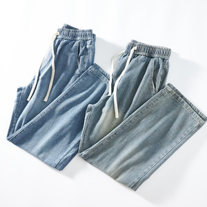 细腻清爽！超值推荐！春夏松紧腰宽松舒适外贸男装百搭牛仔休闲裤