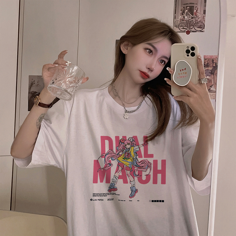 2021 new real shot short sleeve 100% cotton medium length loose large T-shirt, 5 sizes!!