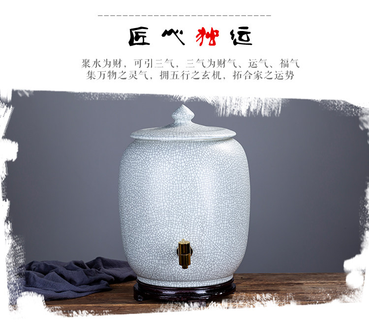陶瓷水缸家用储水用带龙头储水罐厨房大号客厅太岁茶桶水壶