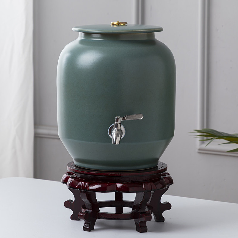 景德镇陶瓷水缸15斤20斤30斤家用纯净水水桶泡茶储水罐冷水开水壶