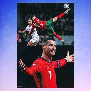 C罗海报墙贴生涯910球纪念倒挂金钩足坛真神yyds房间卧室背景贴纸