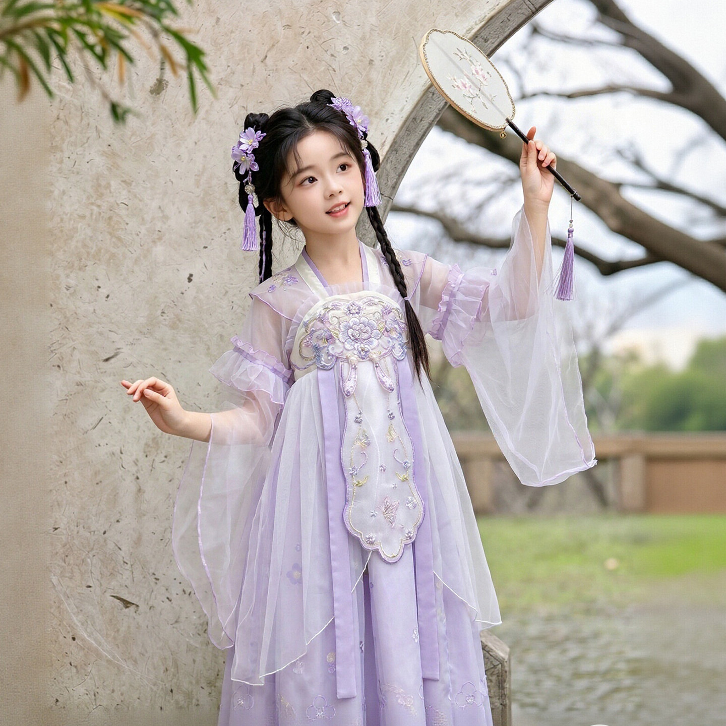 尤画2026夏款新款女童新中式国风刺绣时尚汉服68547
