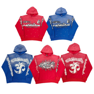 Hellstar连帽卫衣 高街洗水做旧嘻哈欧美男女流行hoodieY2K