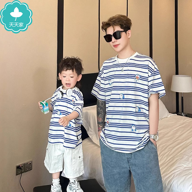 度假穿亲子装一家三口母女装睡衣质感可爱卡通婴儿包屁衣儿童夏装