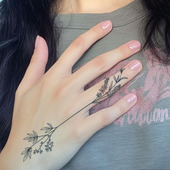 手指小花半永久纹身贴好看高级女防汗草本仿真持久男刺青防水纹路