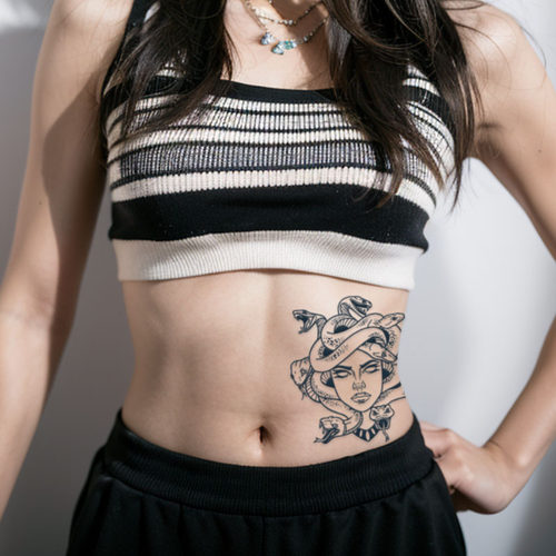 神话生物美杜莎草本果汁纹身贴女
