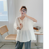 孕妇装 遮肚子甜美衬衫 宽松白色衬衣潮 减龄娃娃衫 轻薄白月光小衫