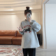 卡通猫咪 卫衣春秋舒适休闲宽松圆领加绒灰色内搭上衣 洋气孕妇装